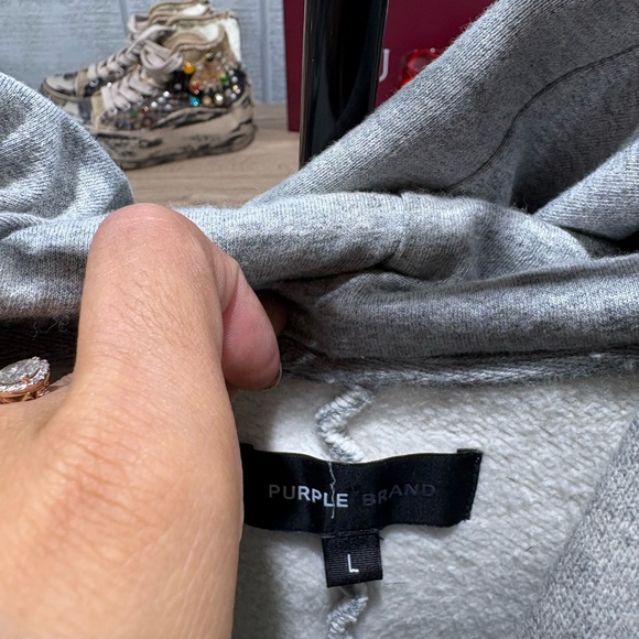 Purple brand Gray Distressed Hoodie - Picture 7 of 7